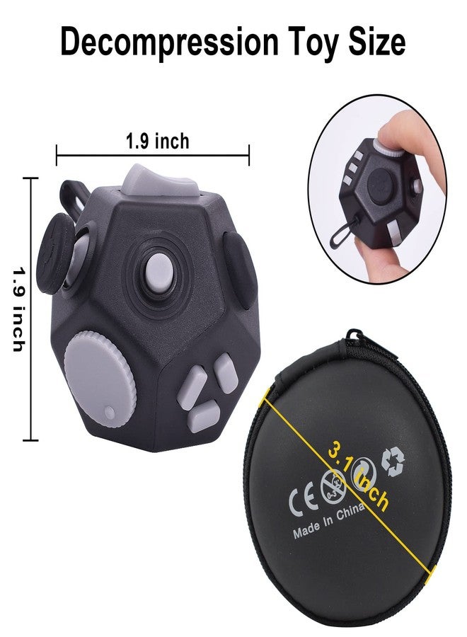 UOOEFUN Mini Fidget Toys Cube,12 Sided Cube Toys Relief Stress,Anxiety, Depression,Autism for Kids Adults Improve Focus and Kill Time (Black) - Image 2